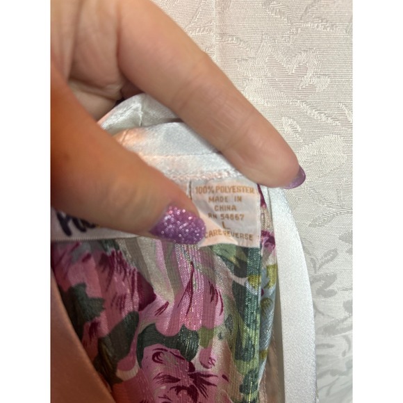 Victorias Secret VTG Gold Label Floral Metallic Stripe Sleep Shirt Top Sz L - Picture 8 of 9